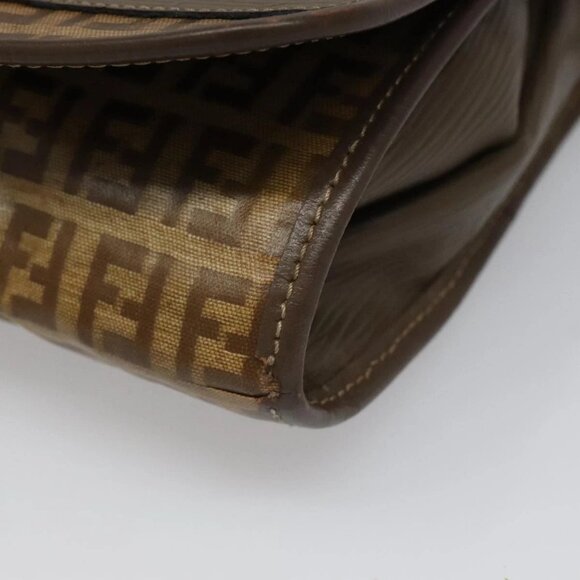 FENDI Zucchino Canvas Shoulder Bag Beige Auth 104456 - Picture 5 of 16